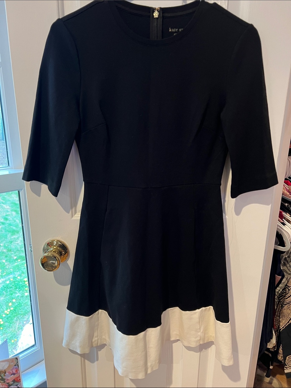 NO OFFERSkate spade Black Dress with White Hem and Ruffle Sleeves